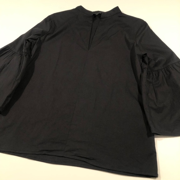 Walter Baker Lynn Top Black 3/4 Bell Sleeve Deep V Split Neck Small - Picture 10 of 11